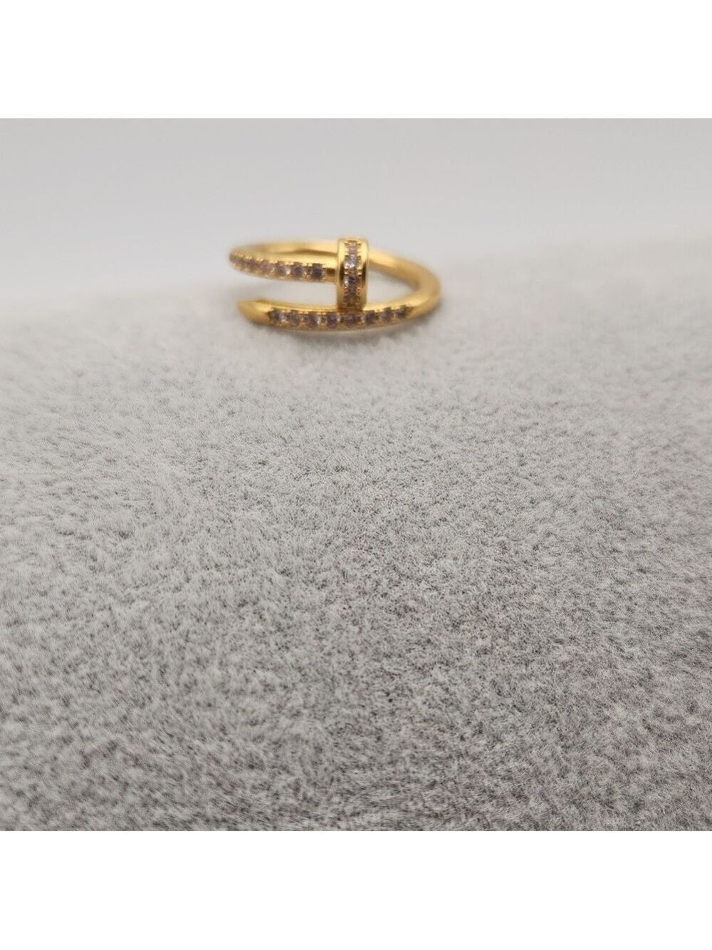 18K Gold Plated Nail Ring with Zircon Stones